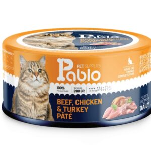 222 کنسرو گربه بالغ پابلو (گوشت،مرغ و بوقلمون) 200 گرمی