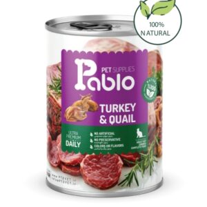 3 کنسرو نچرال گربه بالغ پابلو (بوقلمون و بلدرچین) 400 گرمی