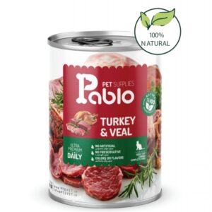 444 کنسرو نچرال گربه بالغ پابلو (گوساله و بوقلمون) 400 گرمی