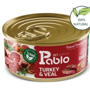 5 کنسرو نچرال گربه بالغ پابلو (بوقلمون و گاو) 120 گرمی