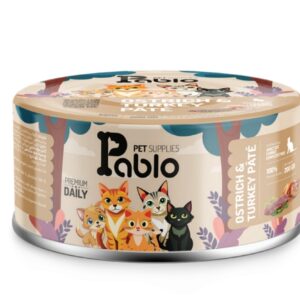 222 کنسرو گربه بالغ پابلو (شترمرغ و بوقلمون) 200 گرمی