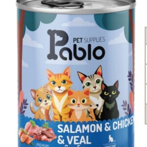 کنسرو گربه بالغ پابلو (مرغ،ماهی و گوشت گوساله) 800 گرمی