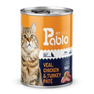 222 کنسرو گربه بالغ پابلو (گوشت،مرغ و بوقلمون) 400 گرمی
