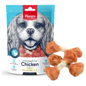 تشویقی ونپی سگ طعم مرغ مدل دمبلی دور گوشت ۱۰۰ گرمی تاریخ انقضا ۲۰۲۷٫۶