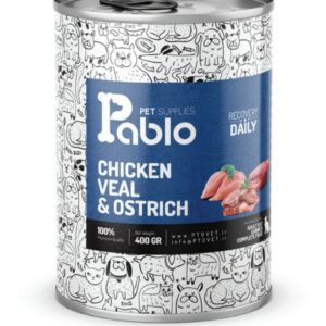 IMG_20251129_160737 کنسرو ریکاوری گربه بالغ پابلو (مرغ،گوساله و شترمرغ) 400 گرمی