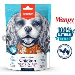 تشویقی سگ ونپی طعم مرغ و  کلسیم مدل استخوانی دورپیچ ۱۰۰ گرمی تاریخ انقضا ۲۰۲۷٫۶